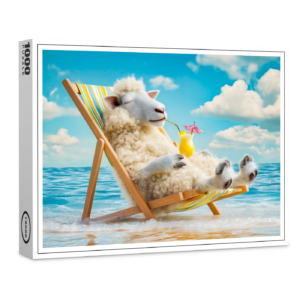 raxxa Premium-Puzzle: Sheep in deck chair with cocktail illustration