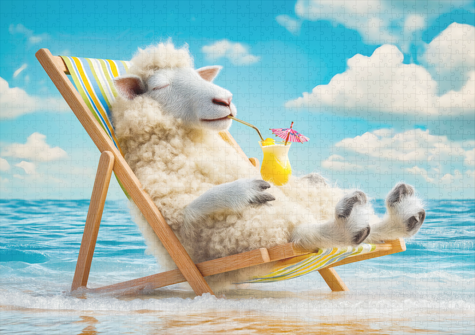 raxxa Premium-Puzzle: Sheep in deck chair with cocktail illustration – Bild 2