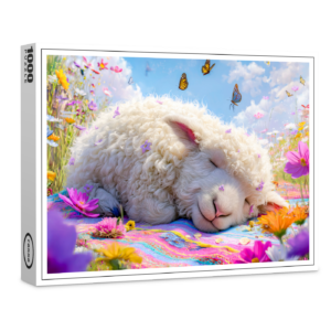 raxxa Premium-Puzzle: Sleeping sheep on meadow picnic blanket
