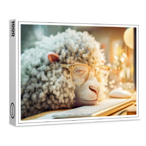 raxxa Premium-Puzzle: Tired sheep at office desk computer