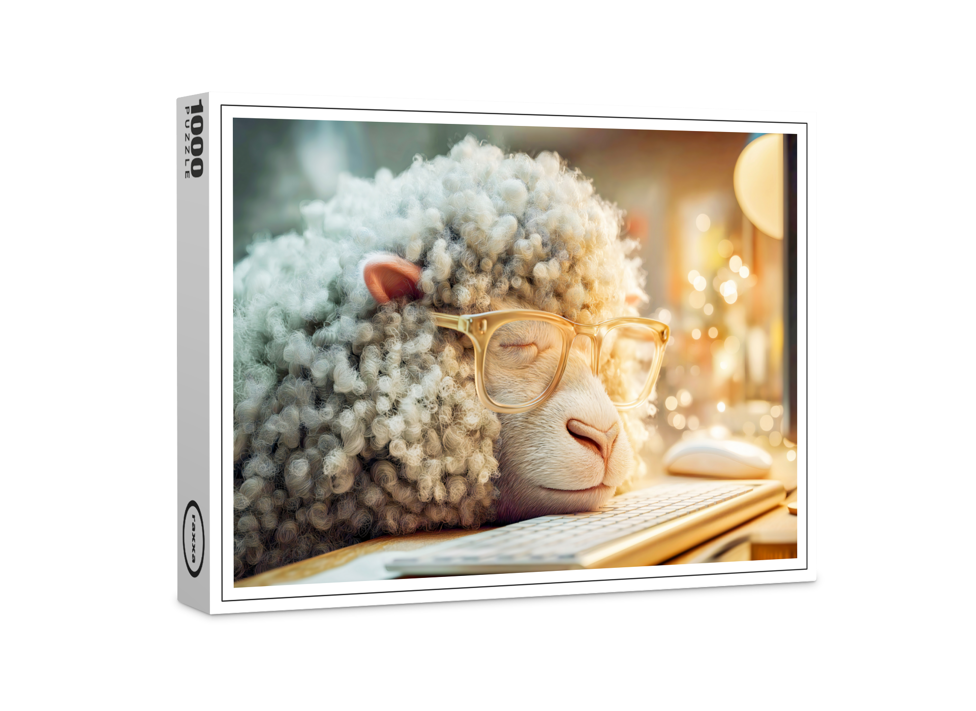 raxxa Premium-Puzzle: Tired sheep at office desk computer