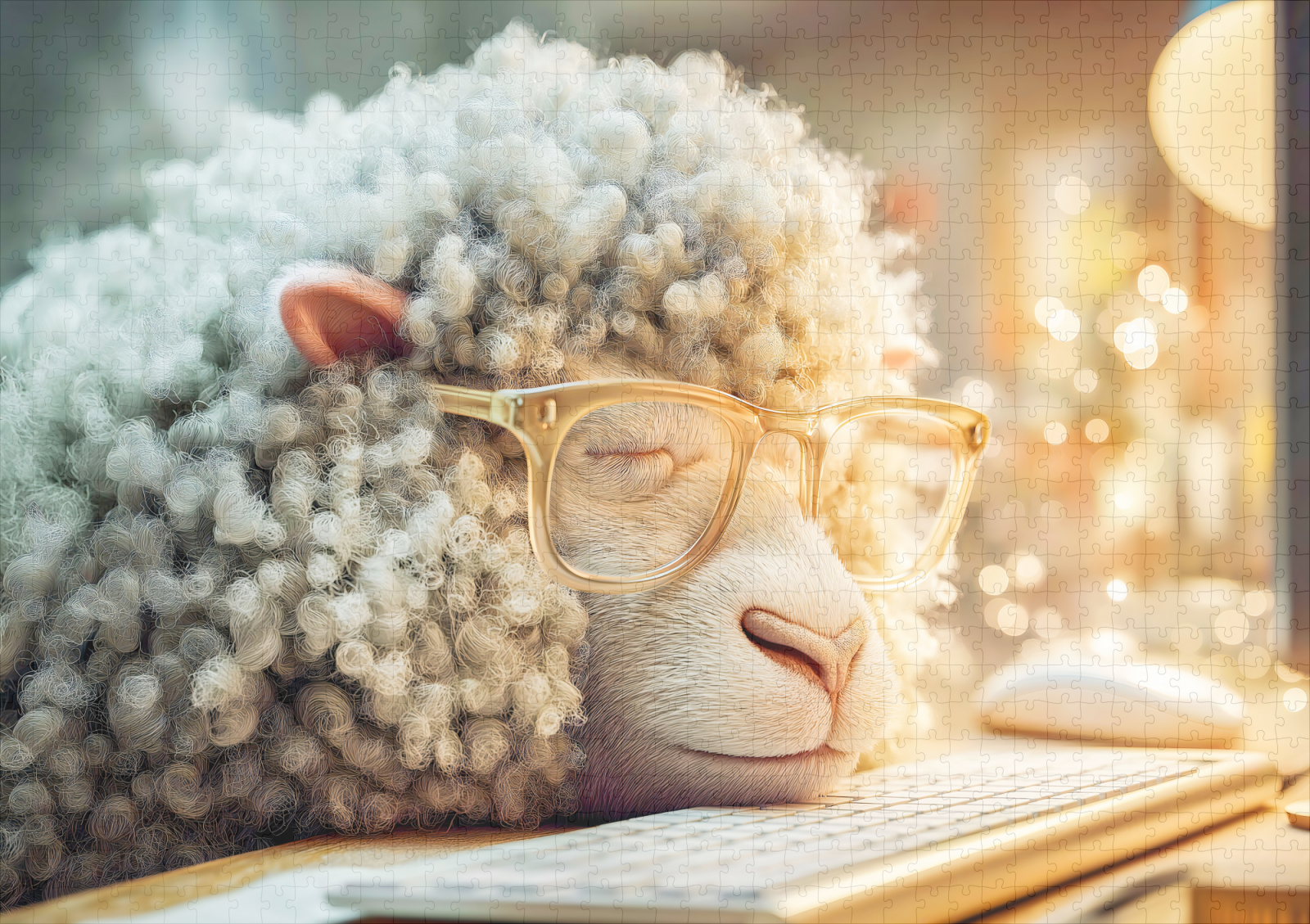 raxxa Premium-Puzzle: Tired sheep at office desk computer - immagine 2