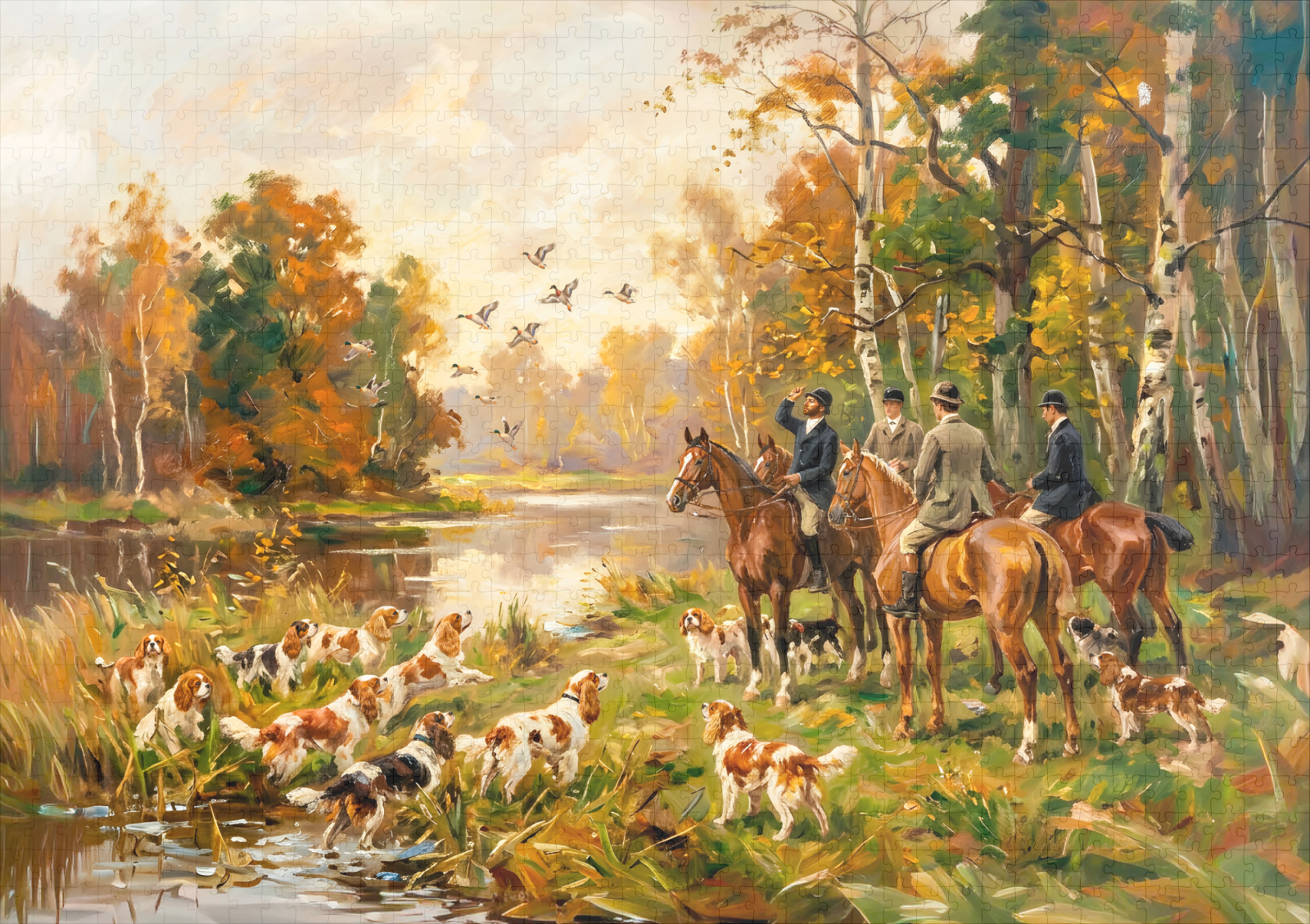 raxxa Premium-Puzzle: Duck Hunt on Horseback with Spaniels - Imagen 2