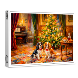 raxxa Premium-Puzzle: Cavalier Spaniels by Christmas Tree