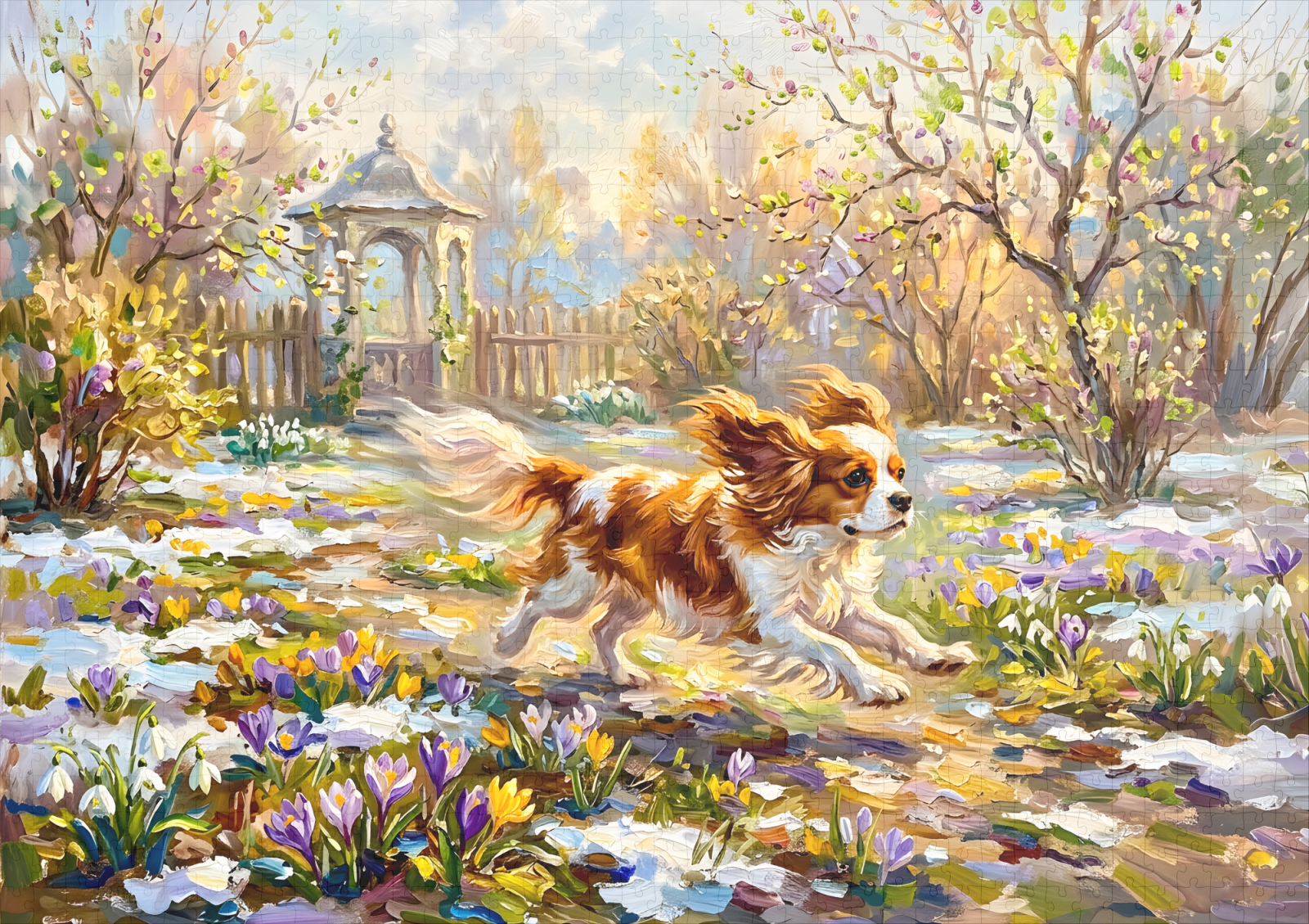 raxxa Premium-Puzzle: Cavalier Spaniel in Blooming Spring Garden – Bild 2