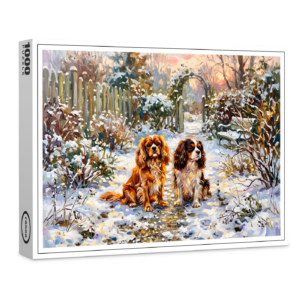 raxxa Premium-Puzzle: Two Cavalier Spaniels on Winter Path