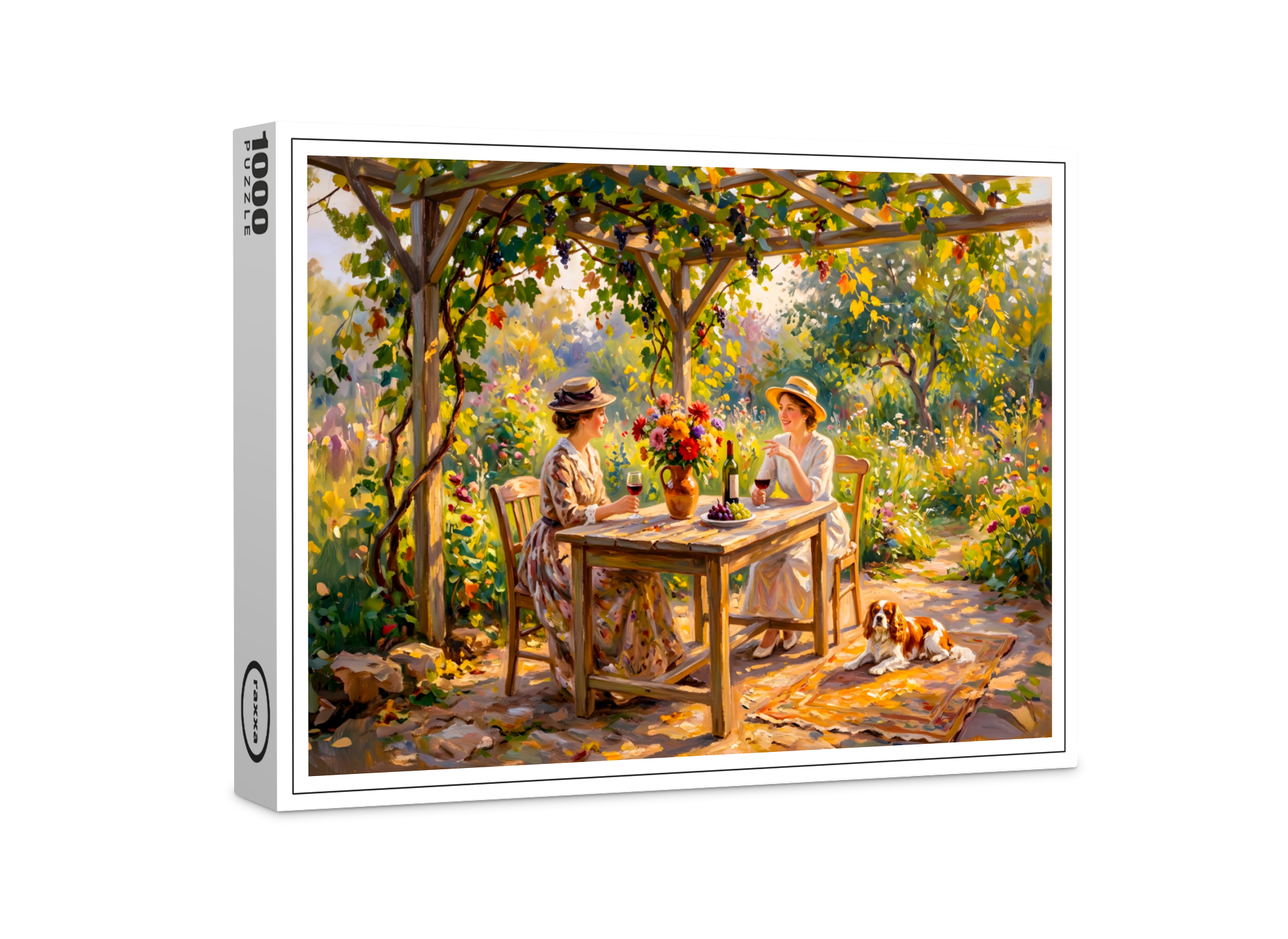 raxxa Premium-Puzzle: Ladies Sharing Wine Under Garden Pergola