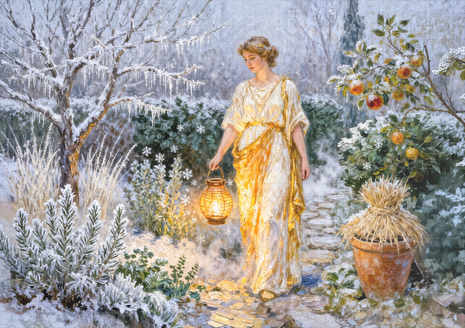 raxxa Premium-Puzzle: Greek Goddess Hestia Winter Garden – Bild 2