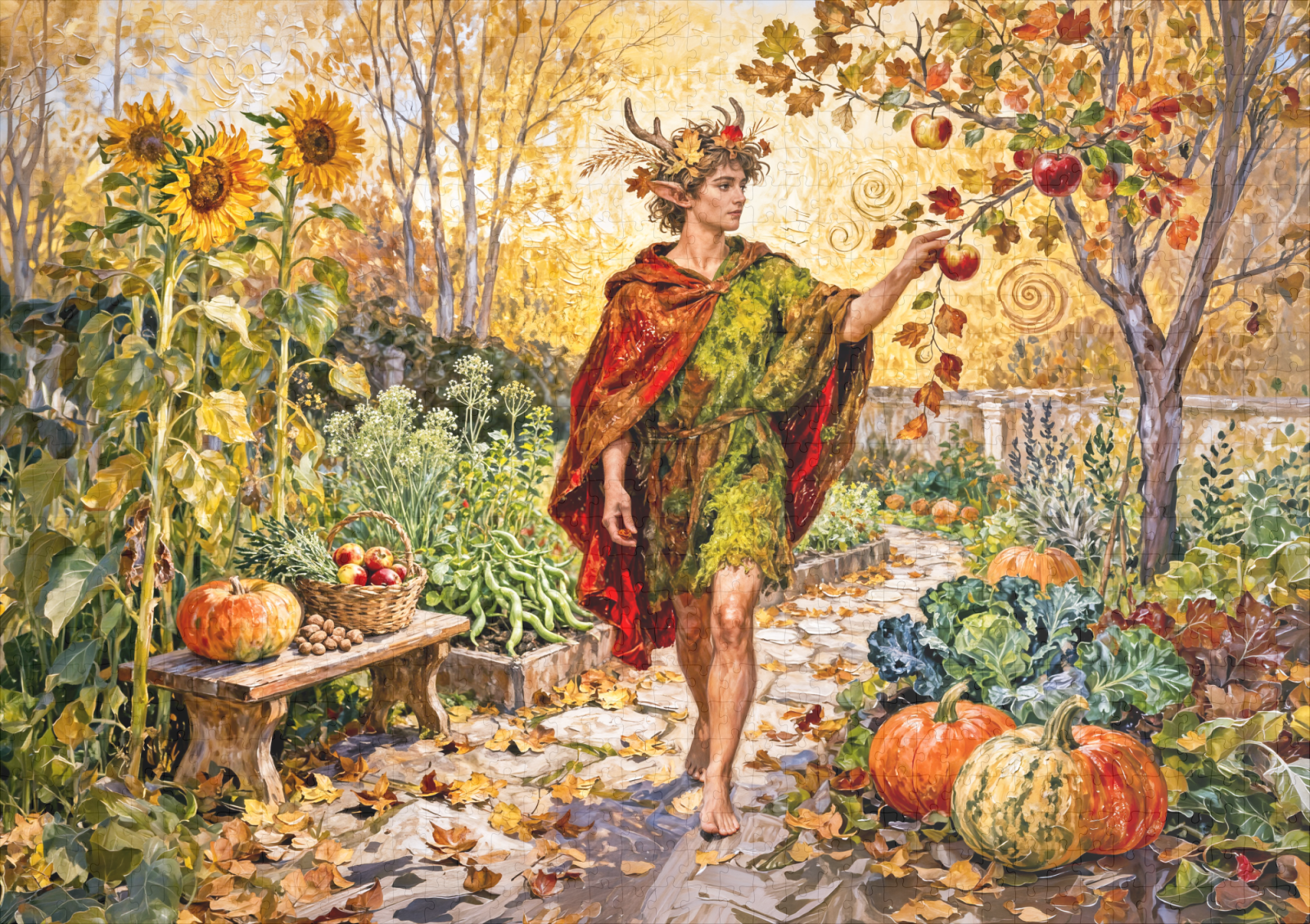 raxxa Premium-Puzzle: Roman God Faunus Autumn Garden – Bild 2