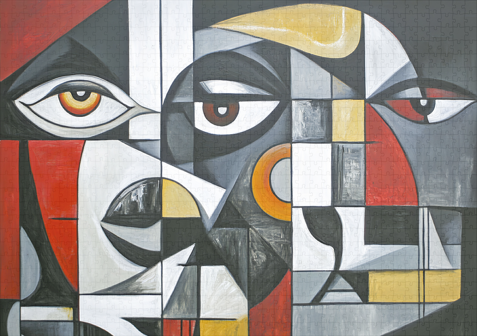 raxxa Premium-Puzzle: Cubist Modern Face Geometry – Bild 2