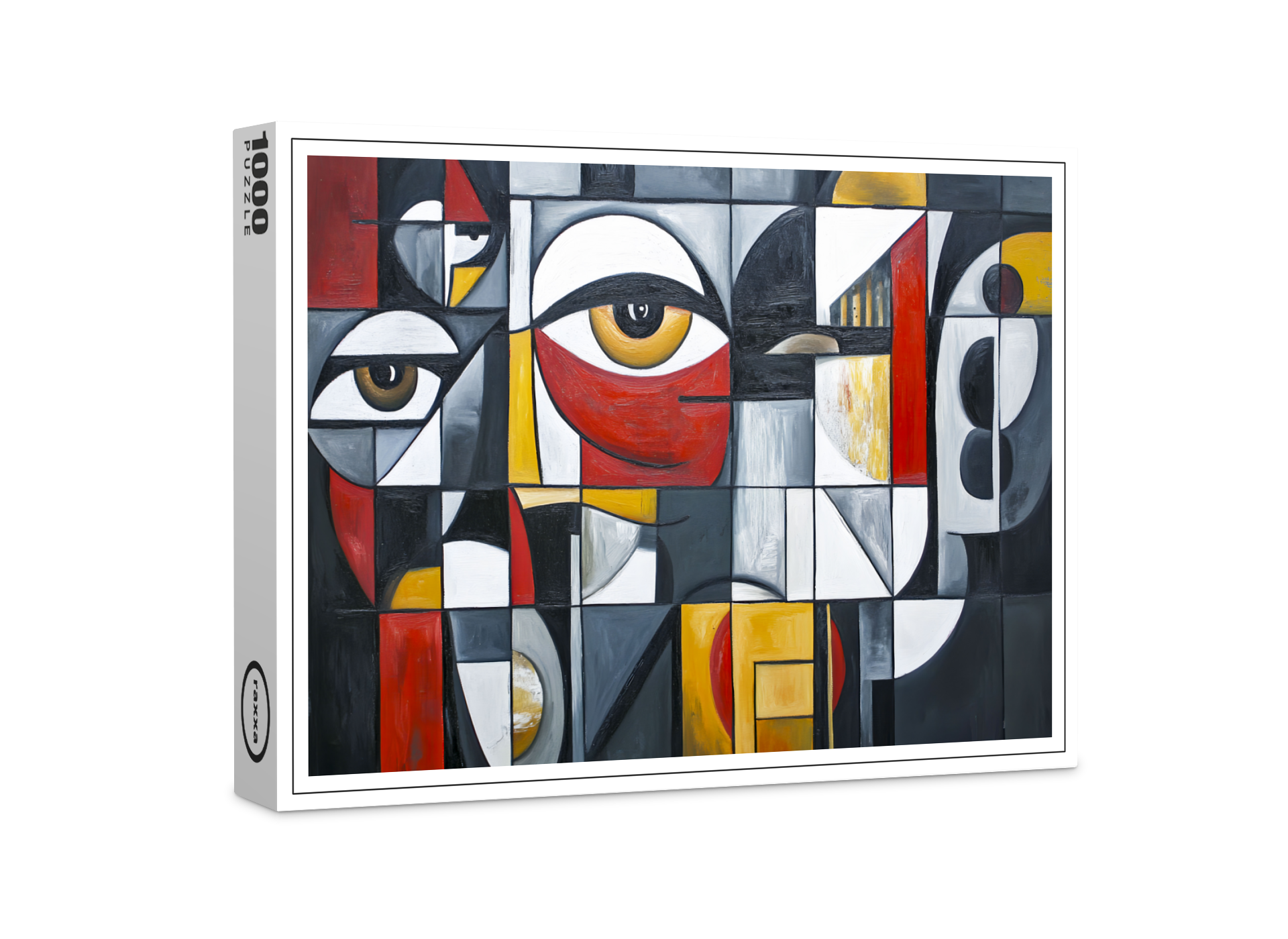 raxxa Premium-Puzzle: Geometric Cubist Portrait Abstract