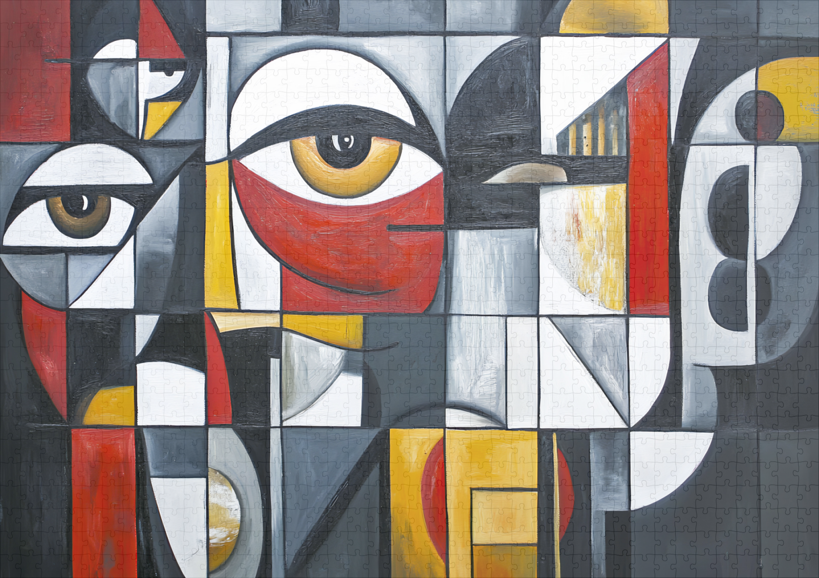 raxxa Premium-Puzzle: Geometric Cubist Portrait Abstract – Bild 2