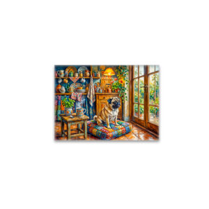 raxxa Glas-Magnet: Whimsical Cottage Kitchen Window Mops Illustration
