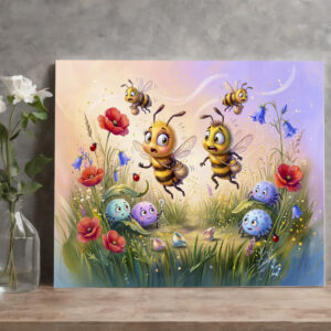 raxxa Canva: Bees avoiding spiderwebs while searching meadow pollen