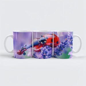 raxxa Premium-Tasse: Photorealistic Ladybug Playing Violin on Lavender