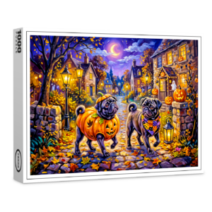 raxxa Premium-Puzzle: Whimsical Halloween Costume Mops Dog Illustration