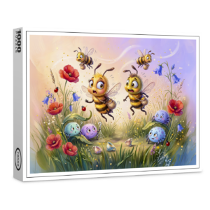 raxxa Premium-Puzzle: Bees avoiding spiderwebs while searching meadow pollen